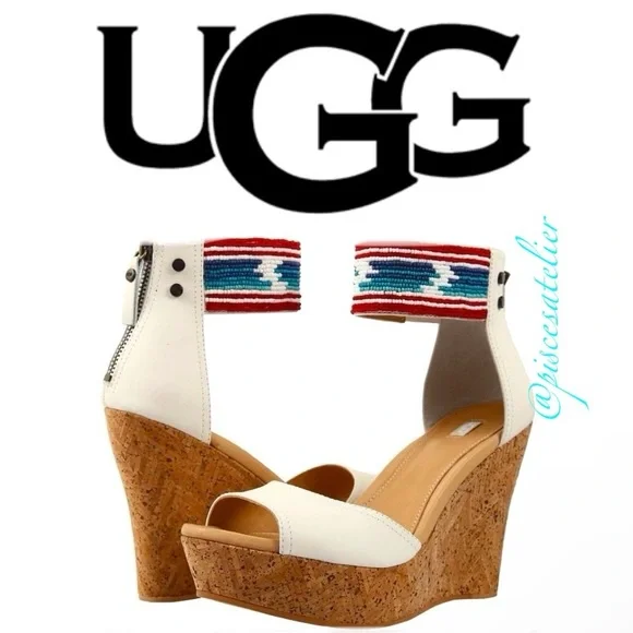 UGG Shoes Ugg Jacinda Serape Beads Ankle Strap Platform Wedge